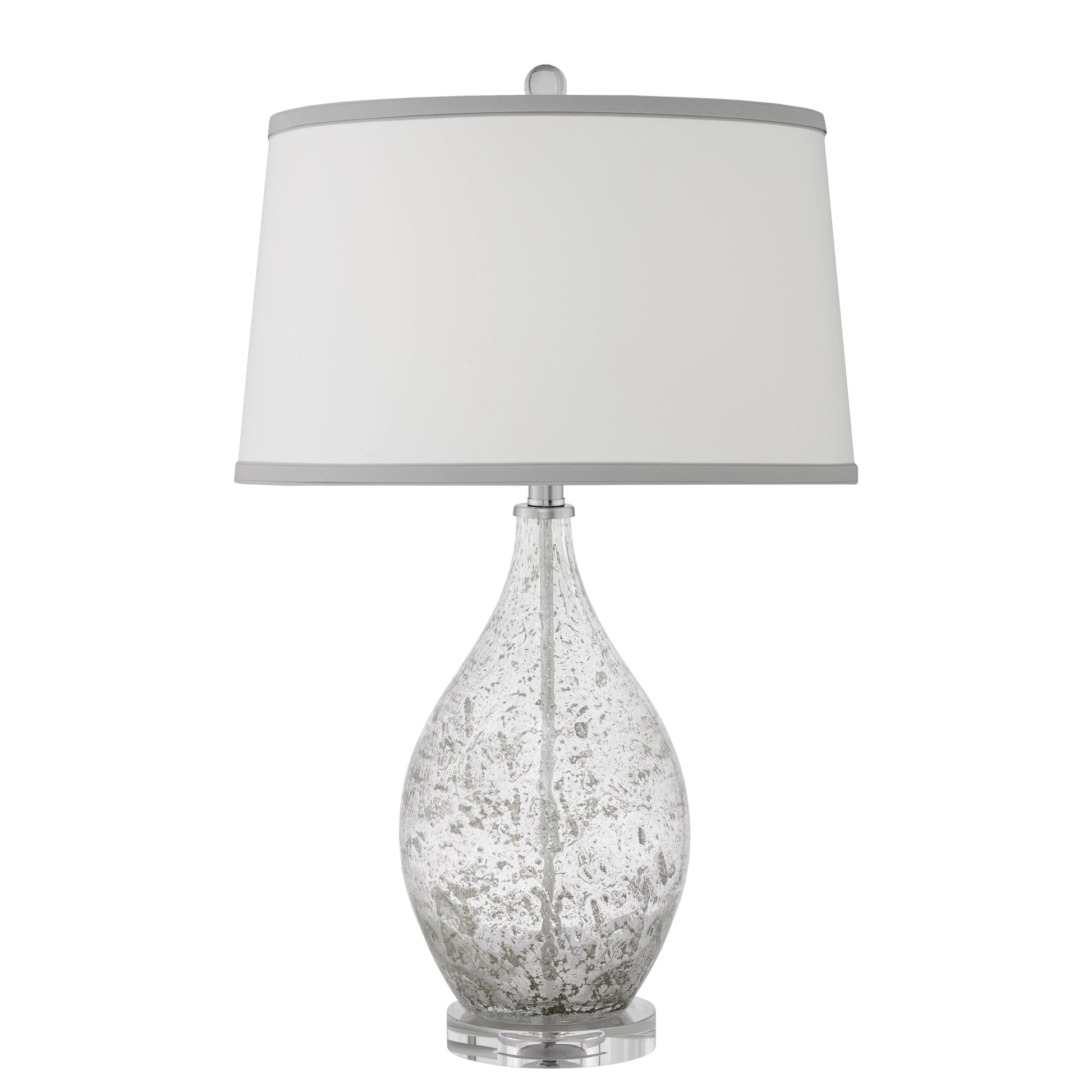 Medallion Lighting Barletta 28" Grey Speckled Glass Acrylic Table Lamp With White Fabric Drum Shade