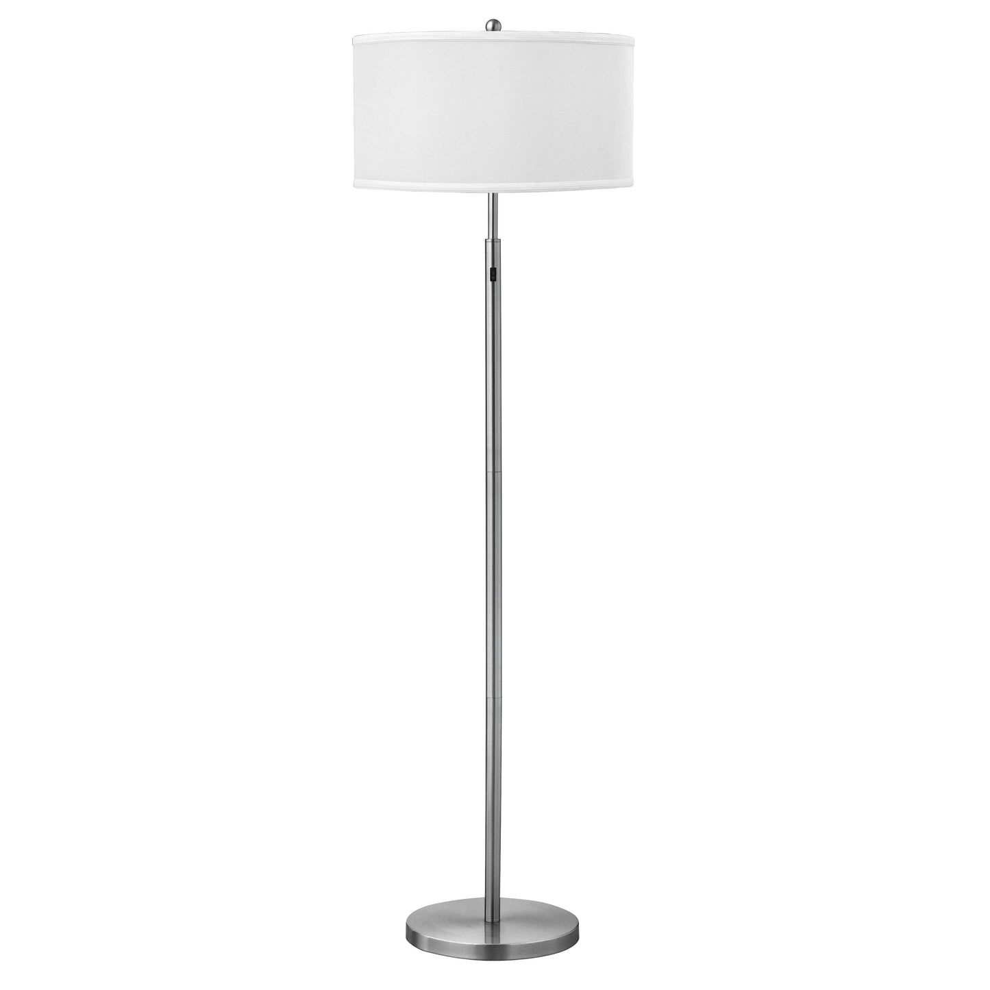 Medallion Lighting Basilare 57" Brushed Steel Floor Lamp With White Fabric Drum Shade