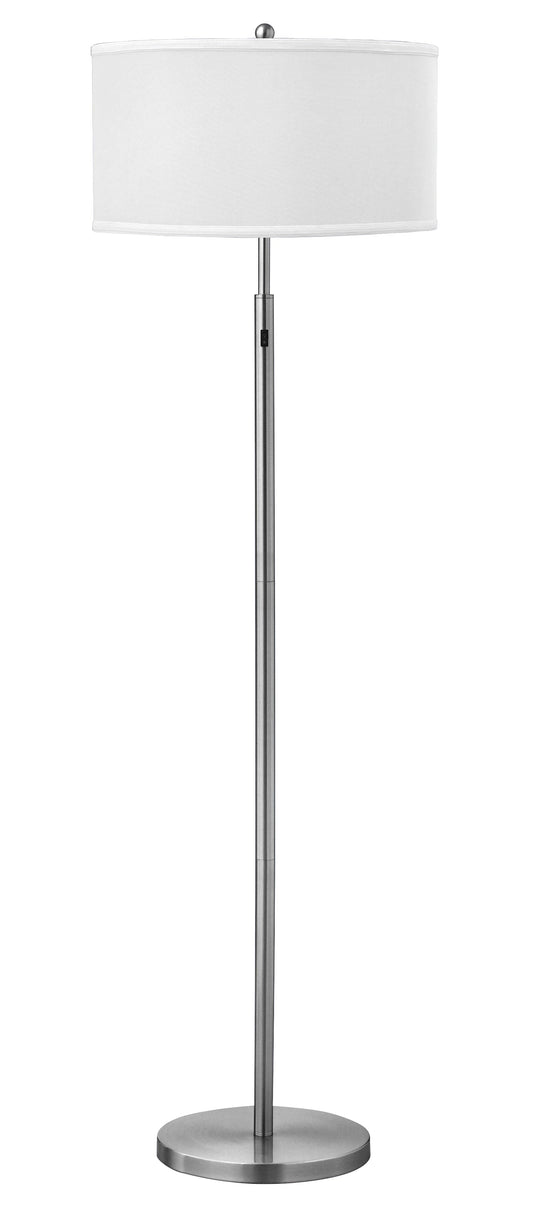 Medallion Lighting Basilare 57" Brushed Steel Floor Lamp With White Fabric Drum Shade