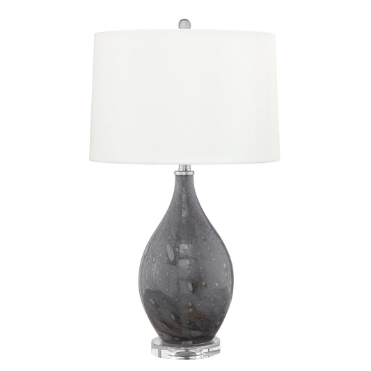 Medallion Lighting Bolzano 28" Grey Bubbled Glass Acrylic Table Lamp With White Fabric Drum Shade