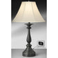 Medallion Lighting Carico 28" Gunmetal Steel Table Lamp With USB Port and Eggshell Stretched Bell Shade