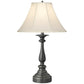 Medallion Lighting Carico 28" Gunmetal Steel Table Lamp With USB Port and Eggshell Stretched Bell Shade