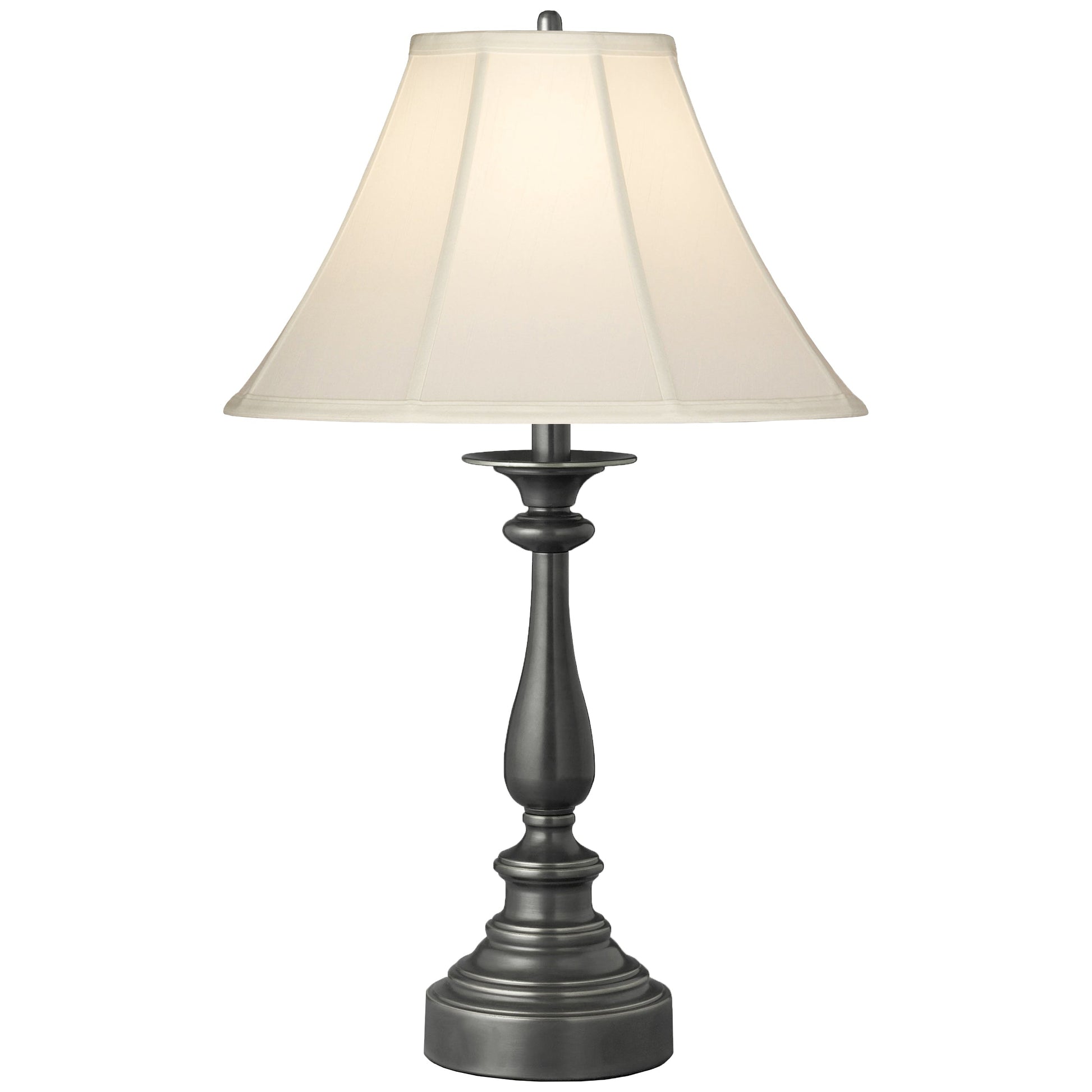 Medallion Lighting Carico 28" Gunmetal Steel Table Lamp With USB Port and Eggshell Stretched Bell Shade