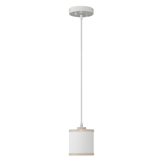 Medallion Lighting Classic Contemporary Powdercoated Plymouth Rock Tan Single Steel Pendant With White Fabric Drum Shade
