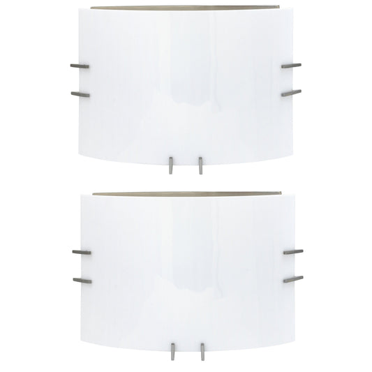 Medallion Lighting Corporation 11" Brushed Steel Single Flush Mount Wall Sconce With Frosted Acrylic Shade - Set of 2