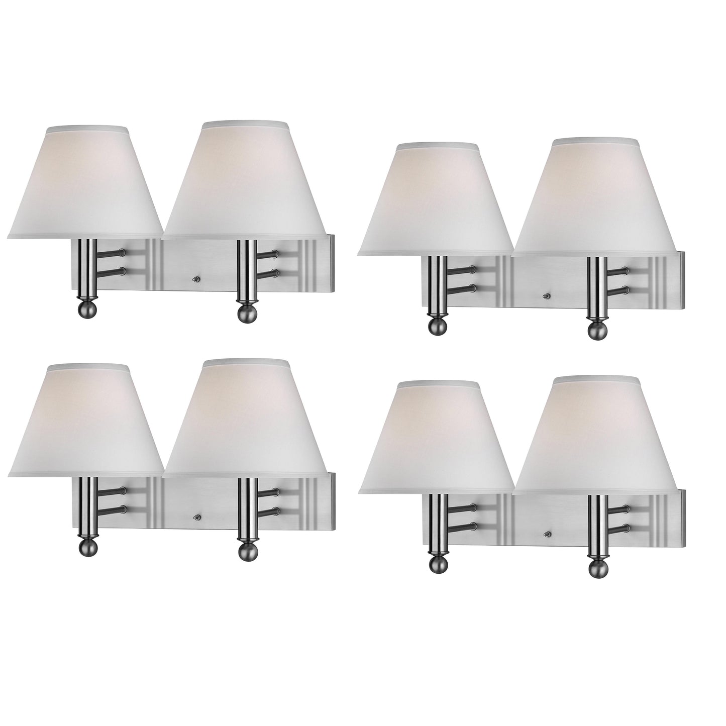 Medallion Lighting Corporation 16" Brushed Steel 2-Light Double Wall Lamp - Set of 4