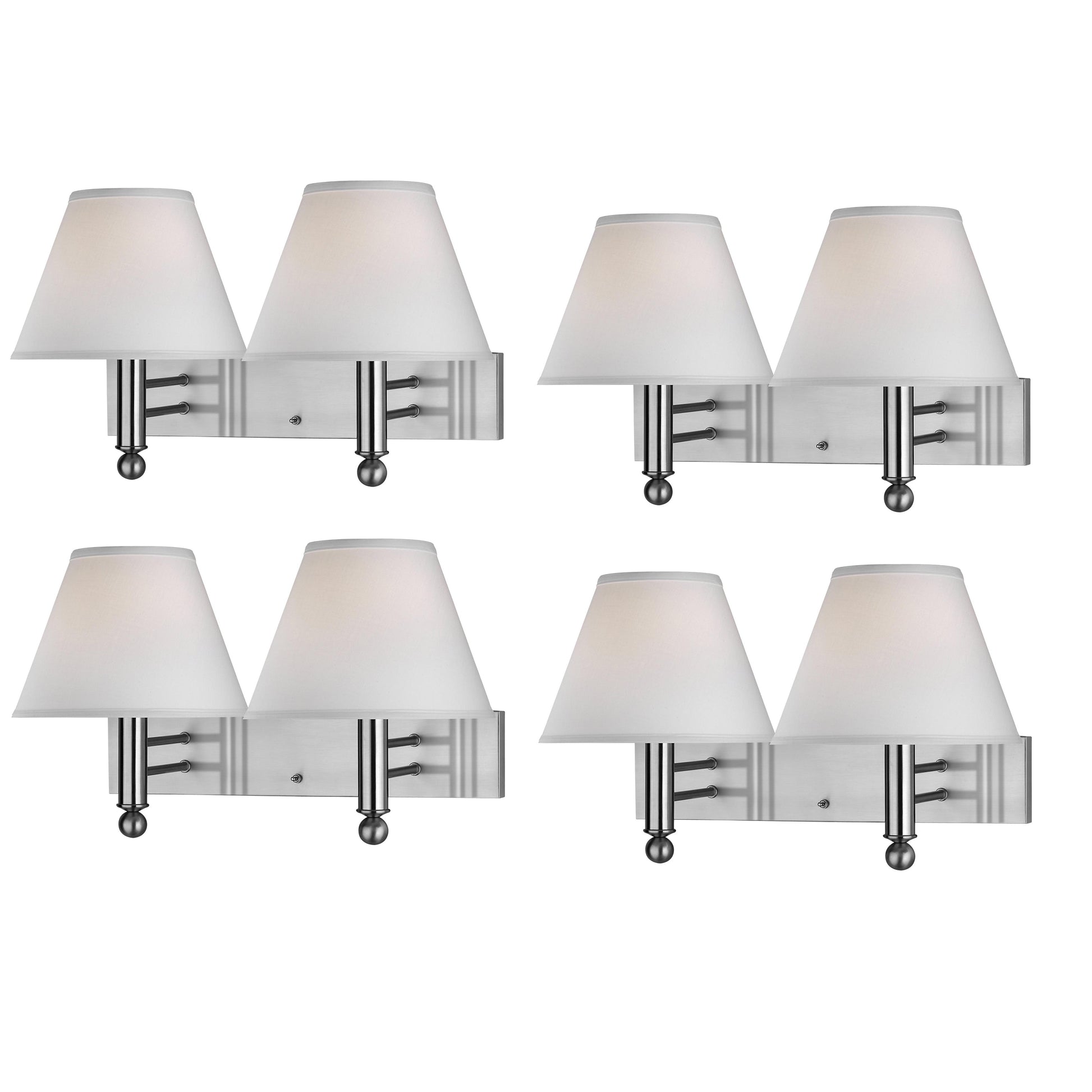 Medallion Lighting Corporation 16" Brushed Steel 2-Light Double Wall Lamp - Set of 4