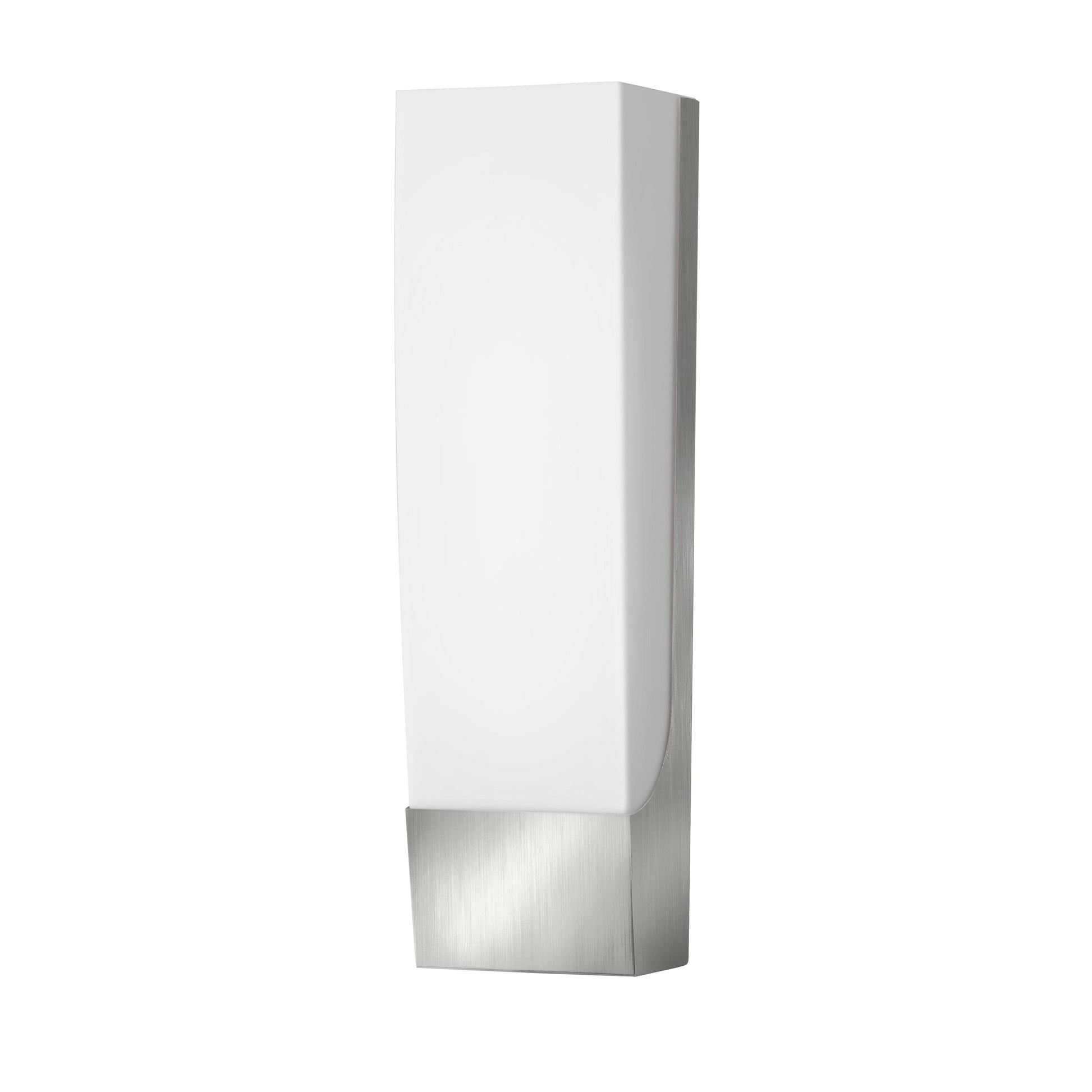Medallion Lighting Corporation 16" Brushed Steel Wall Sconce With White Acrylic Shade