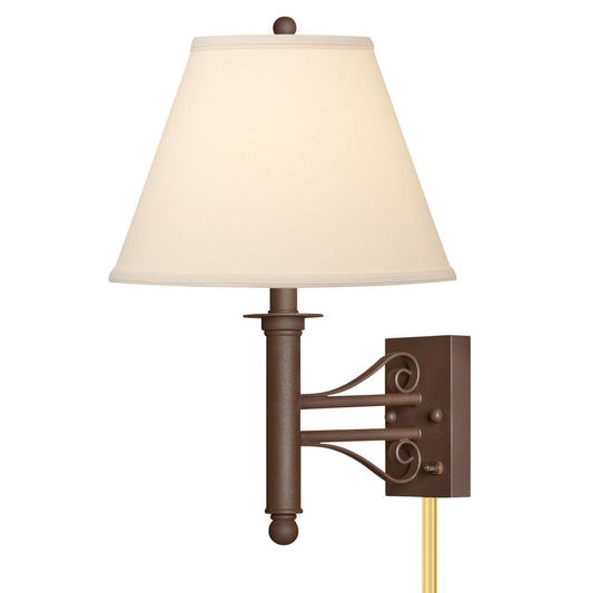 Medallion Lighting Corporation 16" Dark Rust Steel Single Wall Lamp With Light Beige Fabric Drum Shades