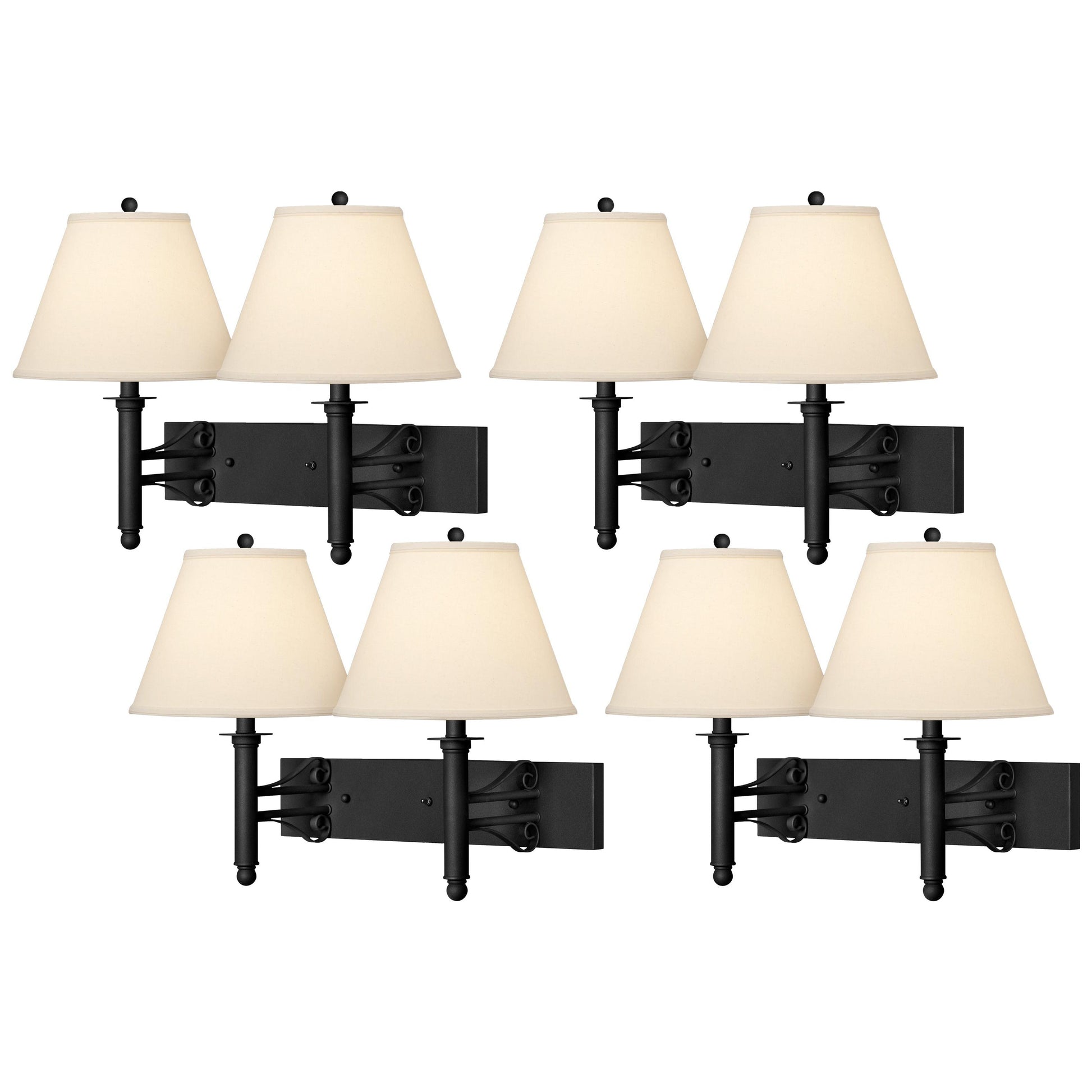 Medallion Lighting Corporation 19" Black Iron Wrought Iron/Steel Double Wall Lamp - Set of 4