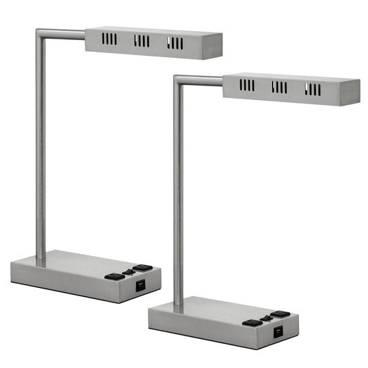Medallion Lighting Corporation 19" Brushed Steel LED Desk Lamp - Set of 2