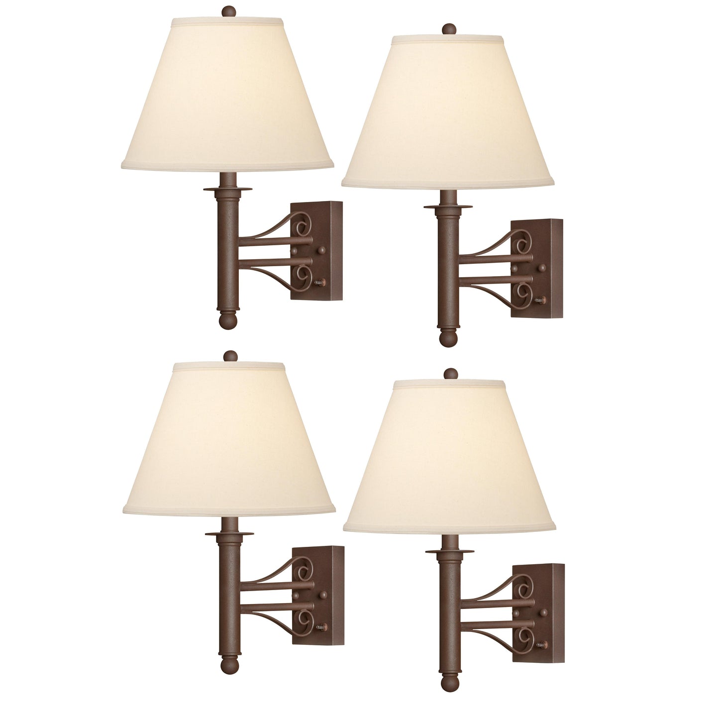 Medallion Lighting Corporation 19" Dark Rust Wrought Iron Single Wall Lamp - Set of 2