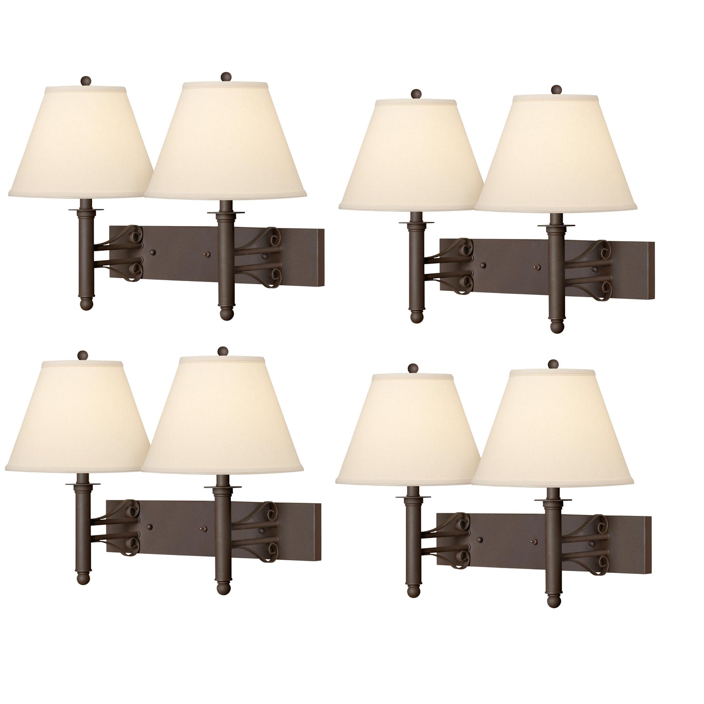 Medallion Lighting Corporation 19" Dark Rust Wrought Iron/Steel Double Wall Lamp - Set of 4