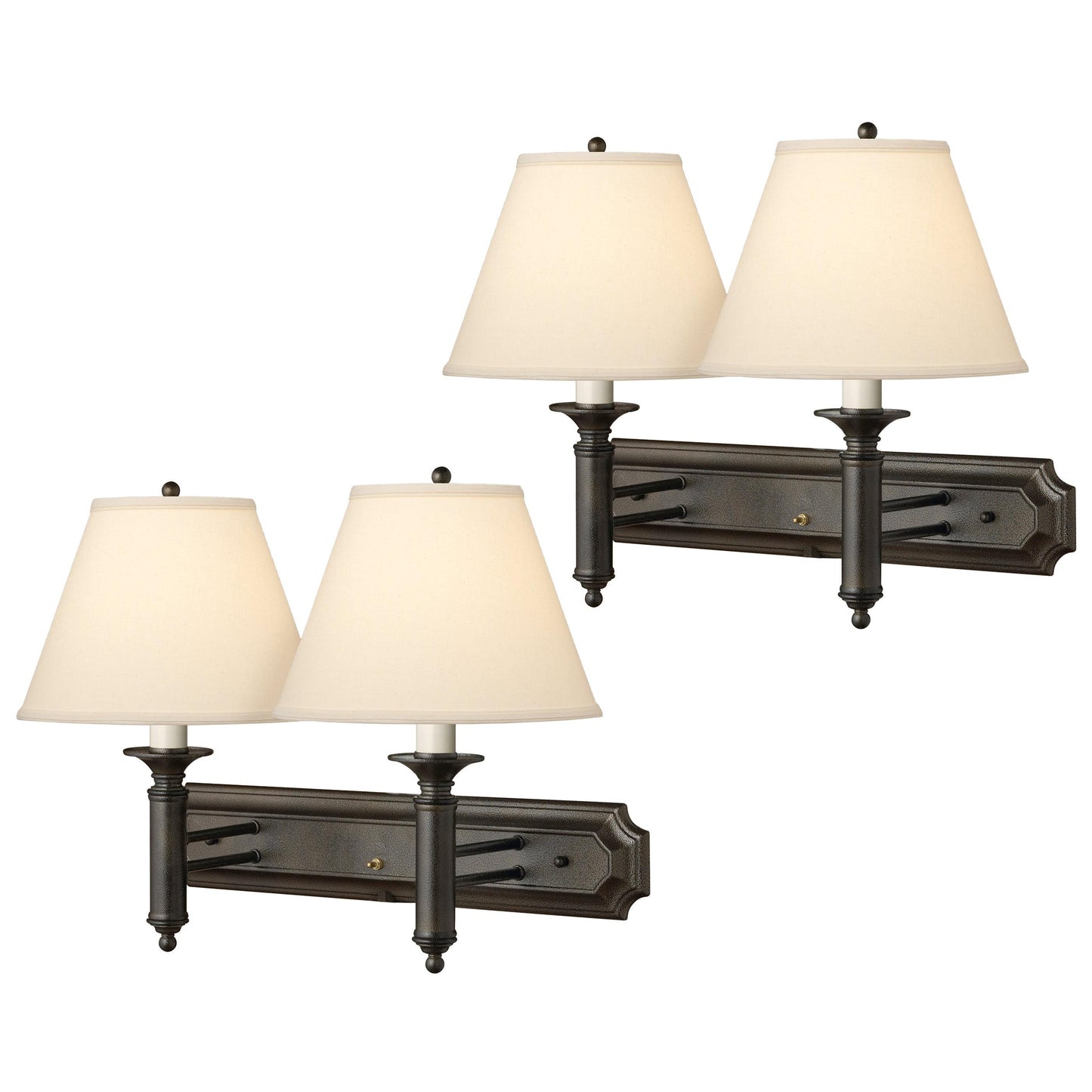 Medallion Lighting Corporation 19" Hammertone Bronze Steel Double Wall Lamp - Set of 2