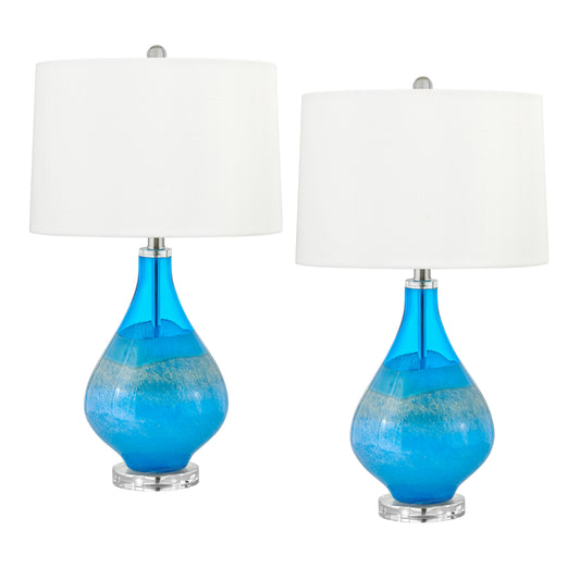 Medallion Lighting Corporation 26" Ocean Blue Fused Glass Acrylic Table Lamp - Set of 2