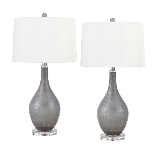 Medallion Lighting Corporation 28" Slate Gray and Gold Flecks Glass/Acrylic Table Lamp - Set of 2