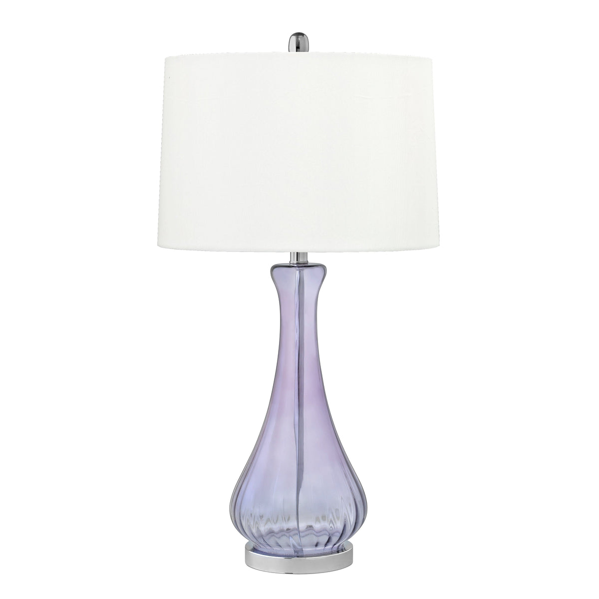 Medallion Lighting Corporation 30" Amethyst/Chrome Glass/Steel Table Lamp With White Fabric Drum Shade