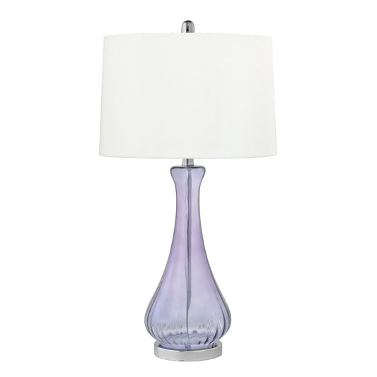Medallion Lighting Corporation 30" Amethyst/Chrome Glass/Steel Table Lamp With White Fabric Drum Shade