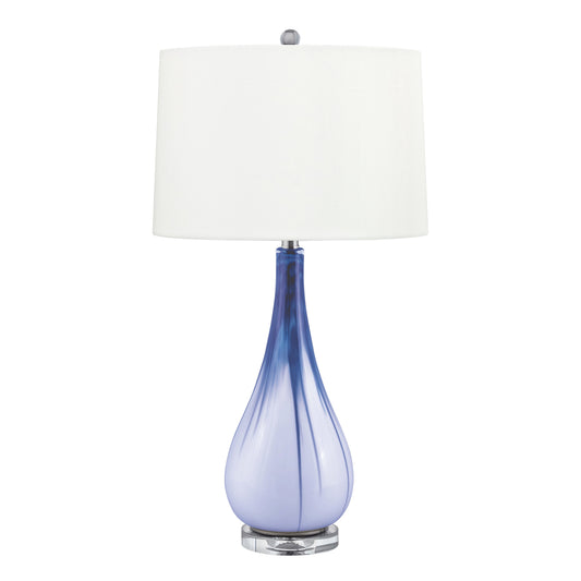 Medallion Lighting Corporation 31" Light Blue and White Glass/Acrylic Table Lamp With White Fabric Drum Shade