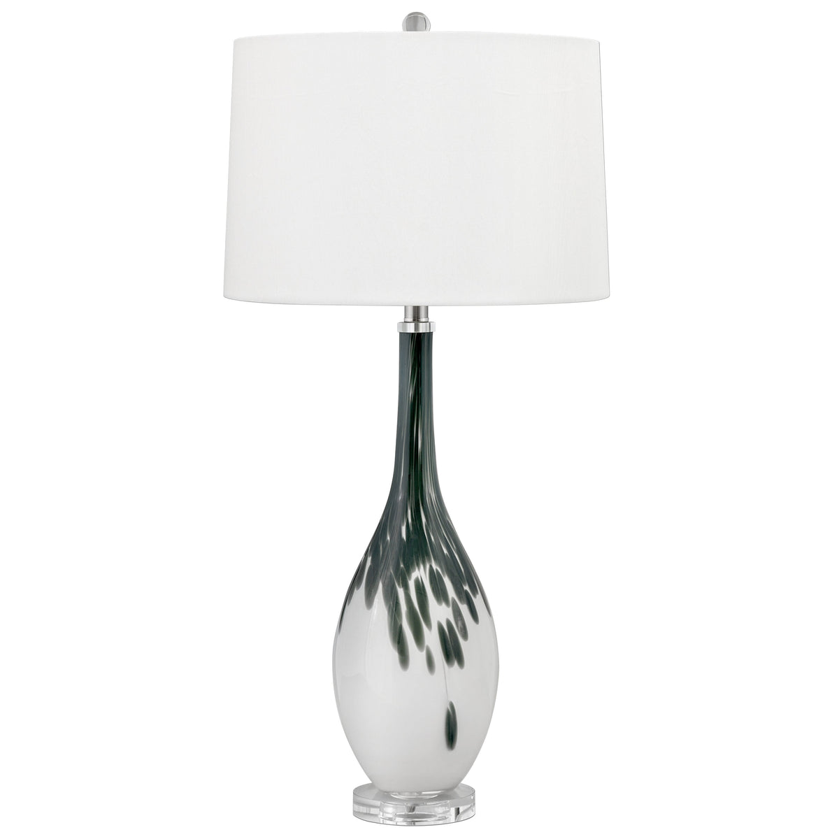Medallion Lighting Corporation 33" Dark Grey and White Glass Table Lamp With White Fabric Drum Shade