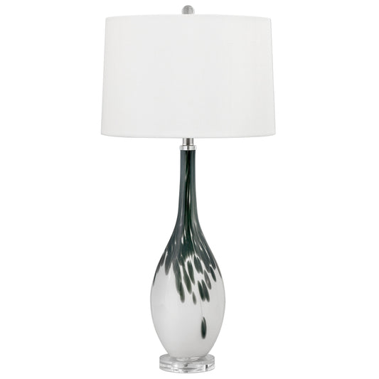 Medallion Lighting Corporation 33" Dark Grey and White Glass Table Lamp With White Fabric Drum Shade