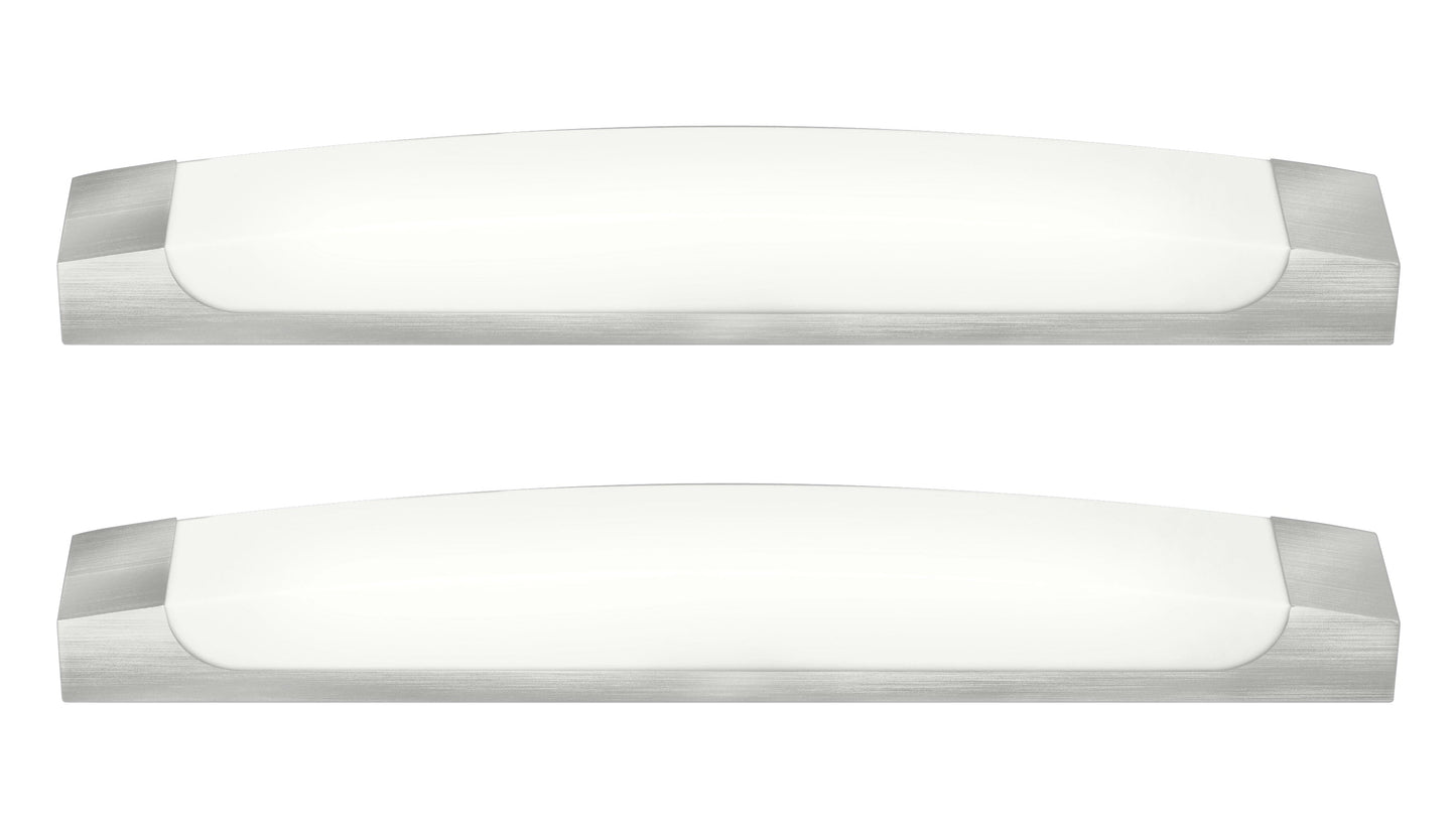 Medallion Lighting Corporation 36" Brushed Steel 2-Light Bath Bar Vanity Fixture With White Acrylic Shade - Set of 2