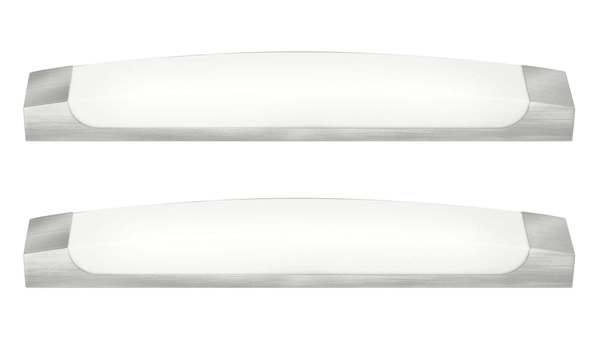 Medallion Lighting Corporation 36" Brushed Steel 2-Light Bath Bar Vanity Fixture With White Acrylic Shade - Set of 2