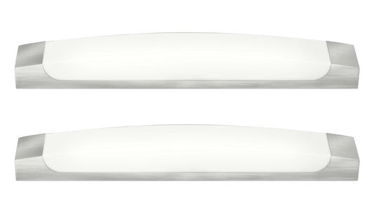 Medallion Lighting Corporation 36" Brushed Steel 2-Light Bath Bar Vanity Fixture With White Acrylic Shade - Set of 2