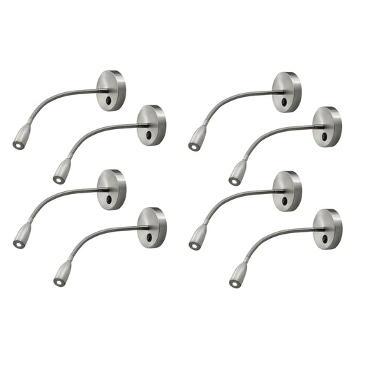 Medallion Lighting Corporation 5" Brushed Steel LED Adjustable Task/Reading Headboard Light - Set of 8