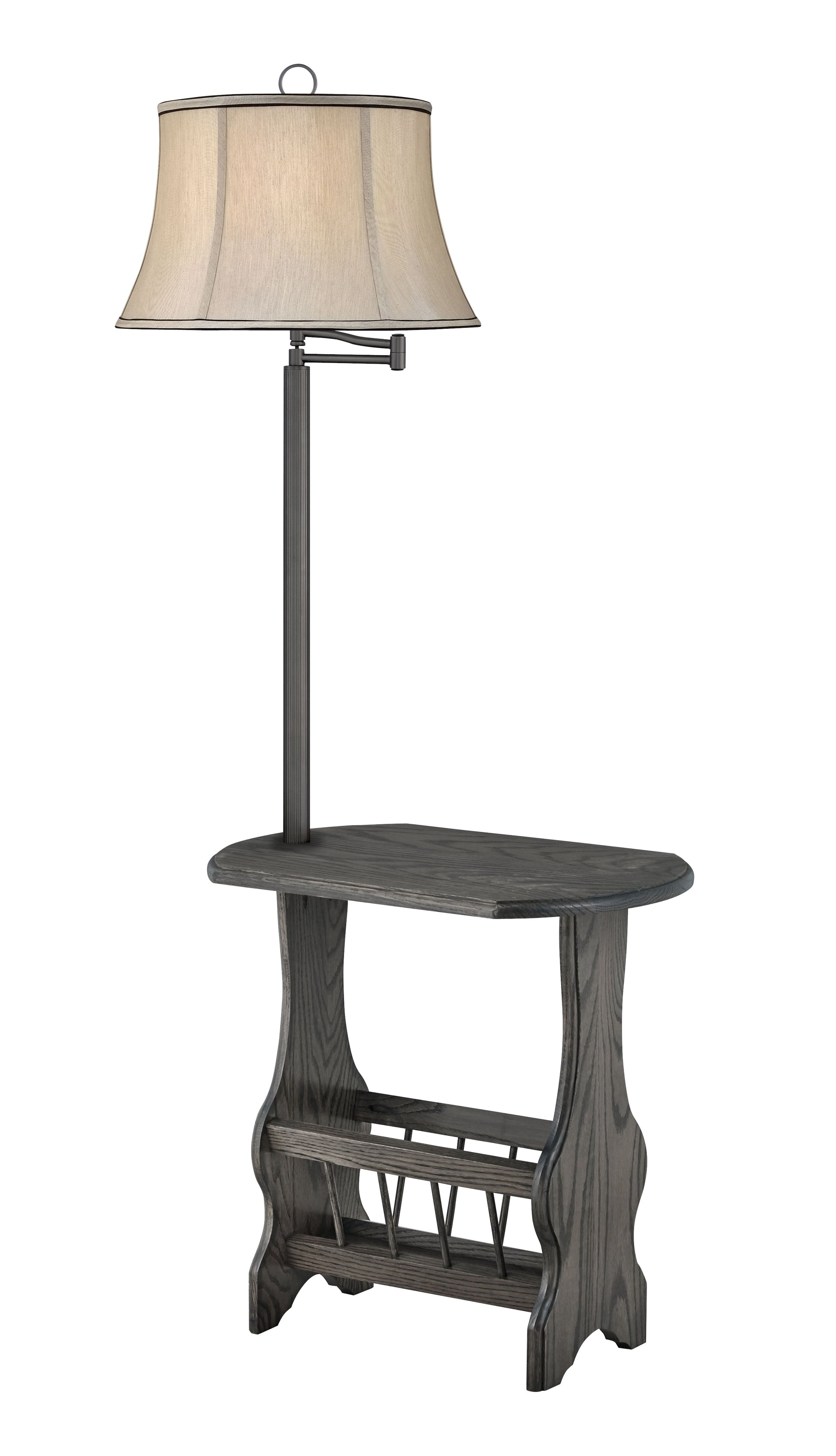 Medallion Lighting Corporation 59" Gunmetal With Antique Slate Solid Oak/Steel Furniture Floor Lamp