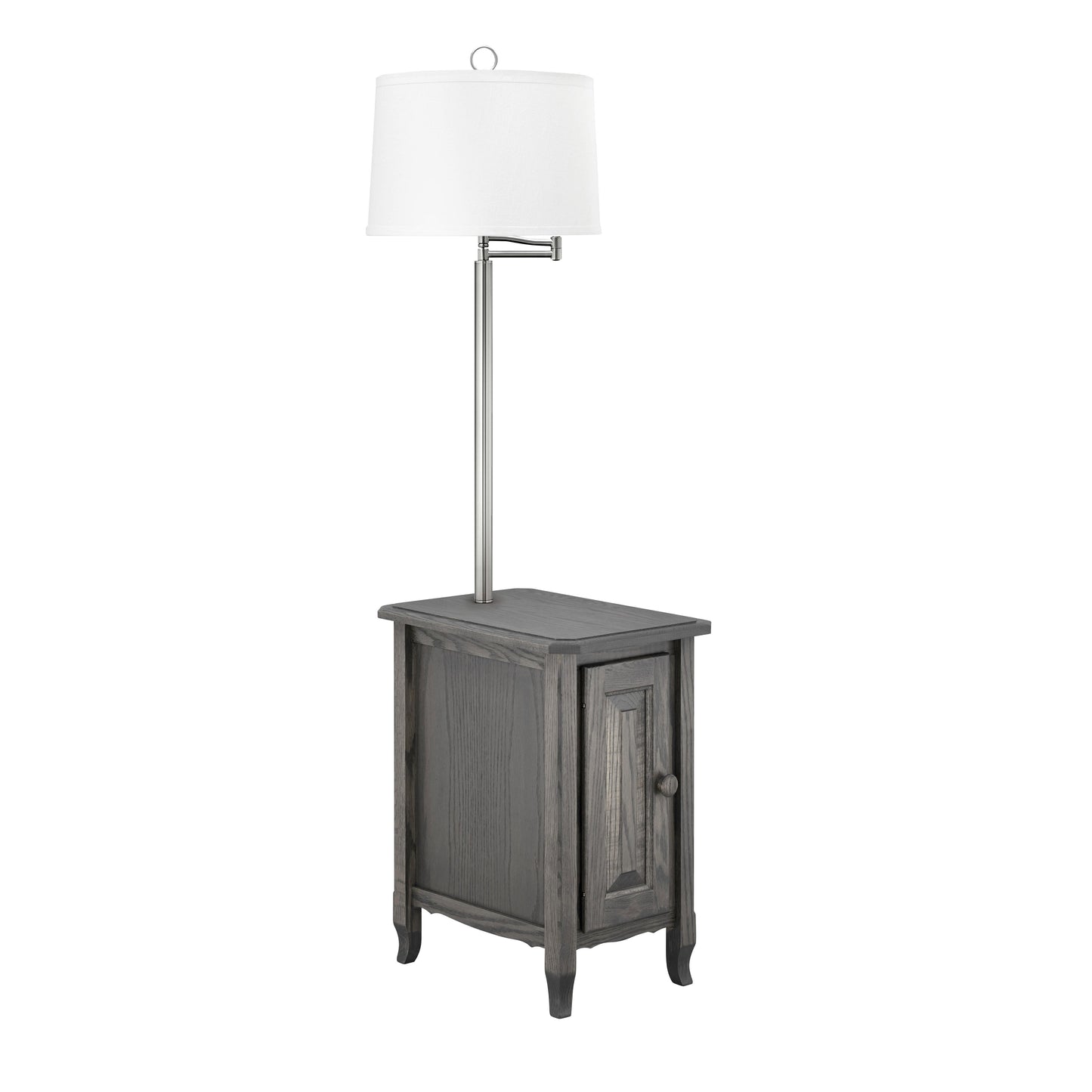 Medallion Lighting Corporation 60" Antique Slate/Brushed Steel Solid Oak Furniture Floor Lamp