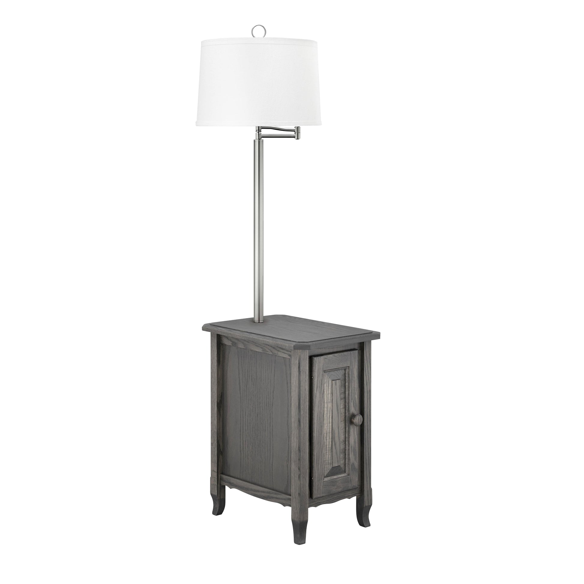 Medallion Lighting Corporation 60" Antique Slate/Brushed Steel Solid Oak Furniture Floor Lamp