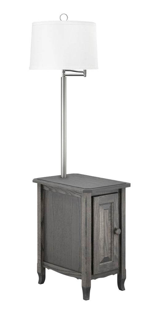 Medallion Lighting Corporation 60" Antique Slate/Brushed Steel Solid Oak Furniture Floor Lamp