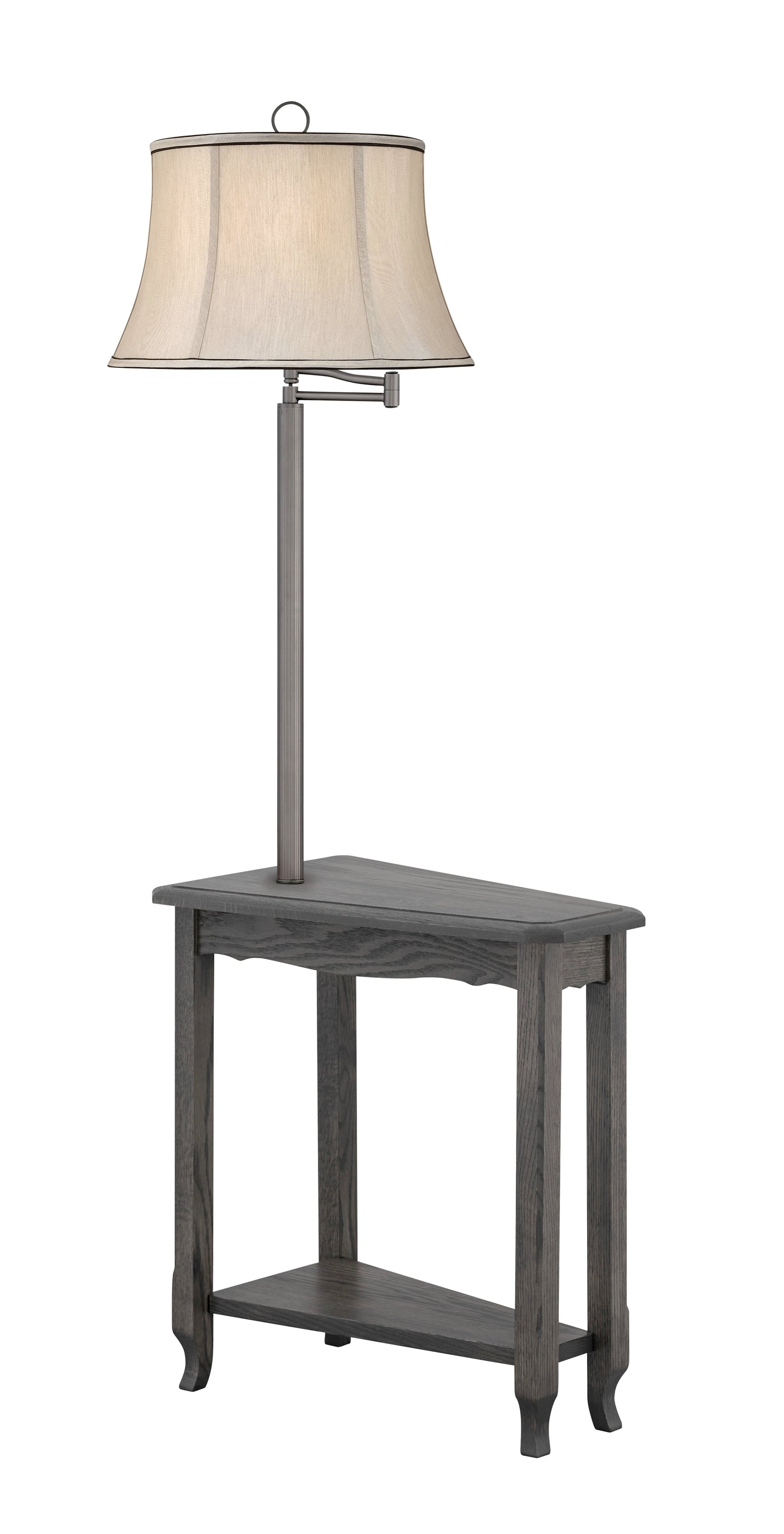 Medallion Lighting Corporation 60" Antique Slate/Gunmetal Steel/Solid Oak Furniture Floor Lamp