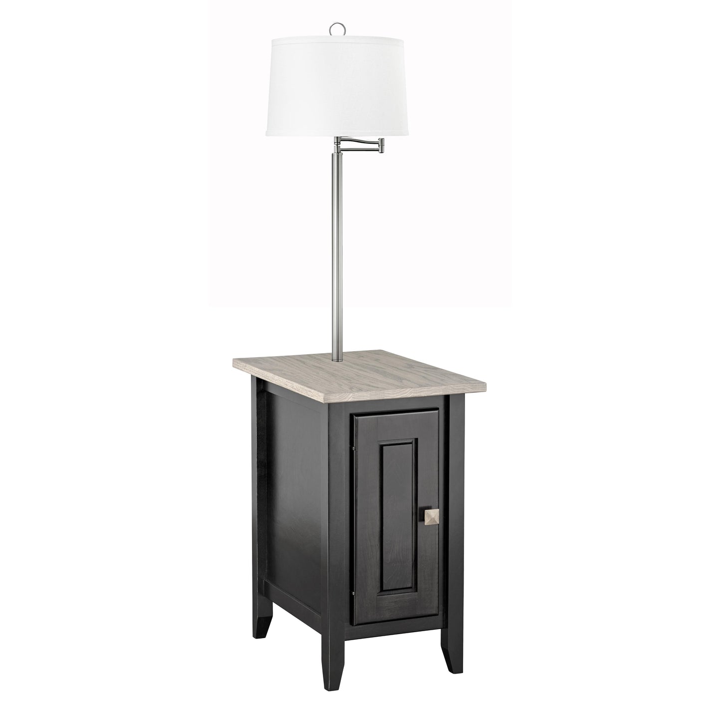 Medallion Lighting Corporation 60" Driftwood and Onyx With Brushed Steel Solid Maple Furniture Floor Lamp