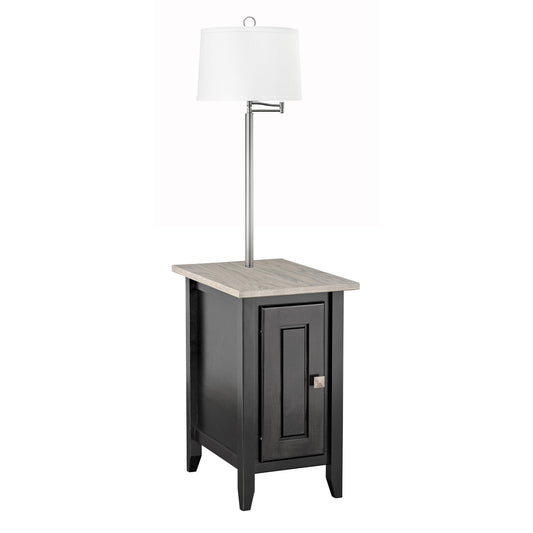Medallion Lighting Corporation 60" Driftwood and Onyx With Brushed Steel Solid Maple Furniture Floor Lamp
