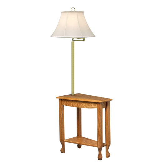 Medallion Lighting Corporation 60" Lt. Oak/Satin Antique Brass Solid Oak/Steel Furniture Floor Lamp