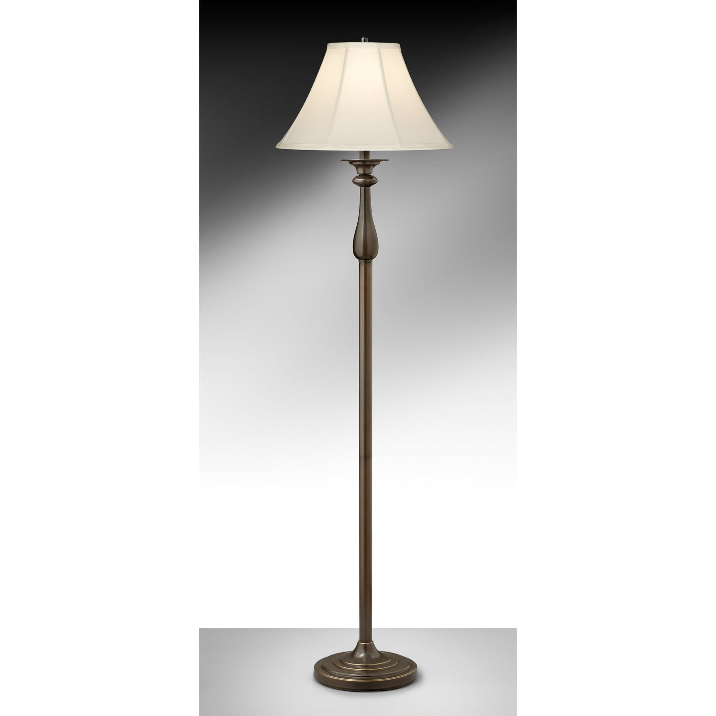 Medallion Lighting Corporation 60" Madison Bronze Steel Floor Lamp With Eggshell Stretched Silk Bell Shade