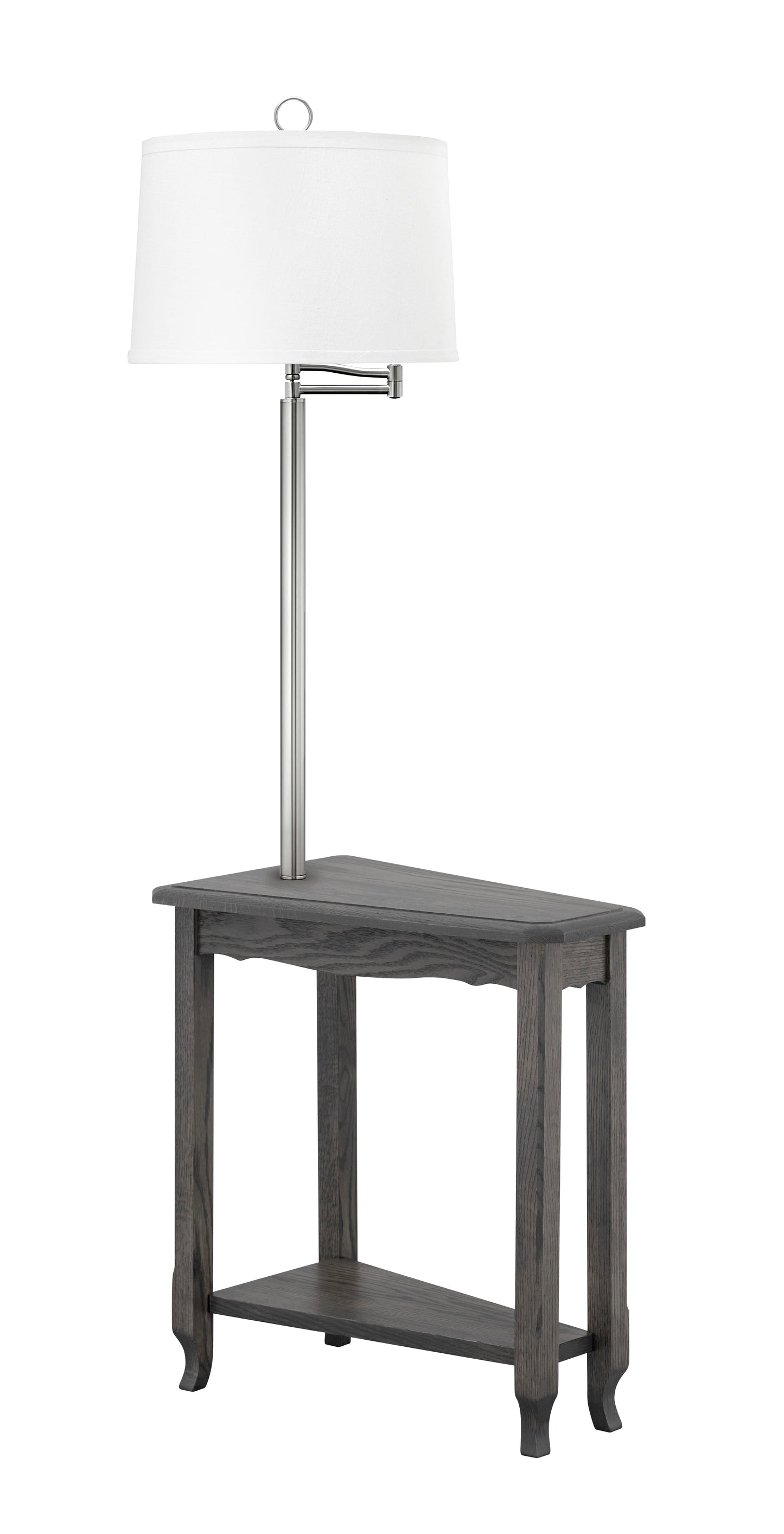 Medallion Lighting Corporation 60" Slate/Brushed Steel Solid Oak Furniture Floor Lamp