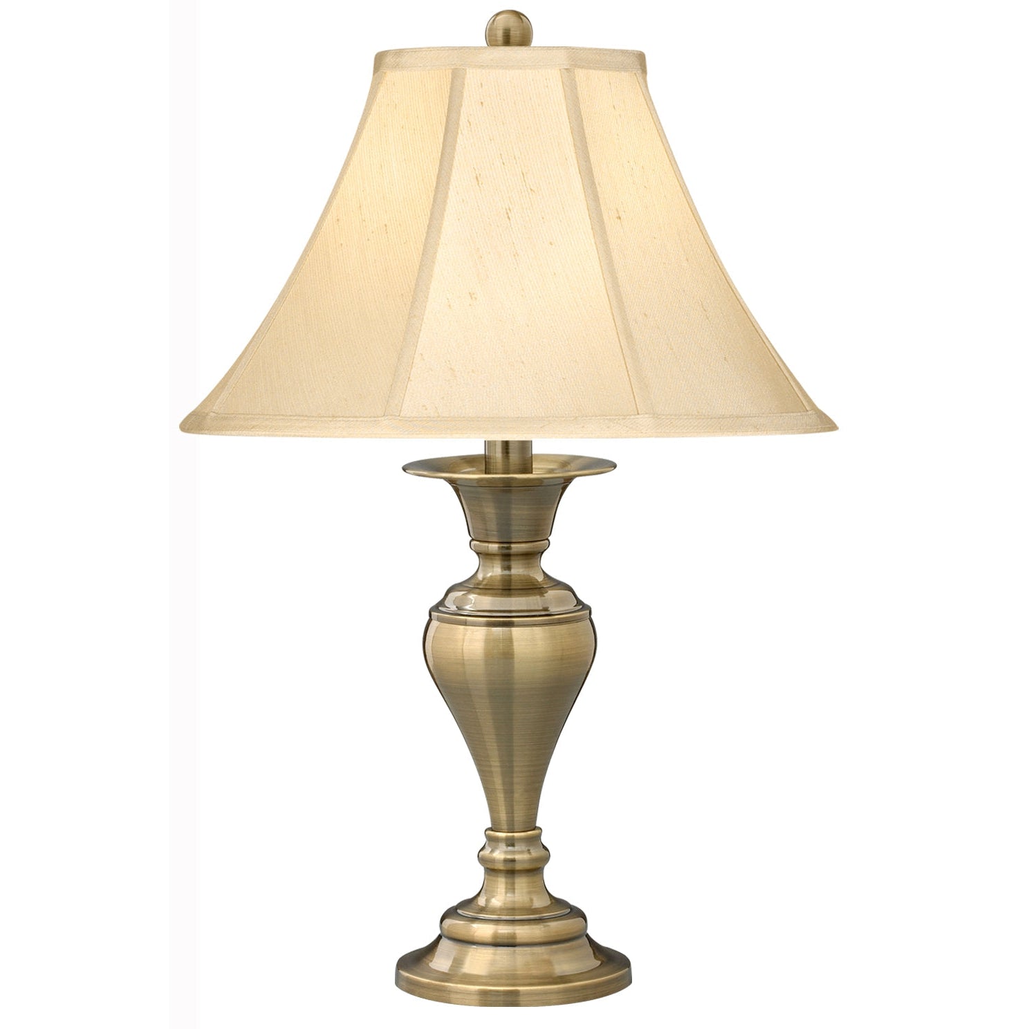 Medallion Lighting Dover 29" Satin Antique Brass Steel Table Lamp With Shantung Streched Silk Bell Shade