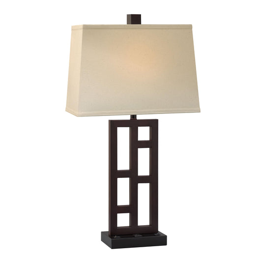 Medallion Lighting Downtown 31" Black/Expresso Steel Twin-light Double Nightstand Lamp With Light Beige Fabric Square Shade