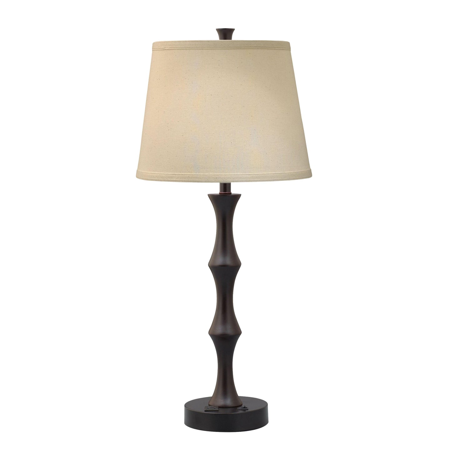 Medallion Lighting Downtown 31" Black/Expresso Steel/Wood Table Lamp With Light Beige Fabric Square Shade