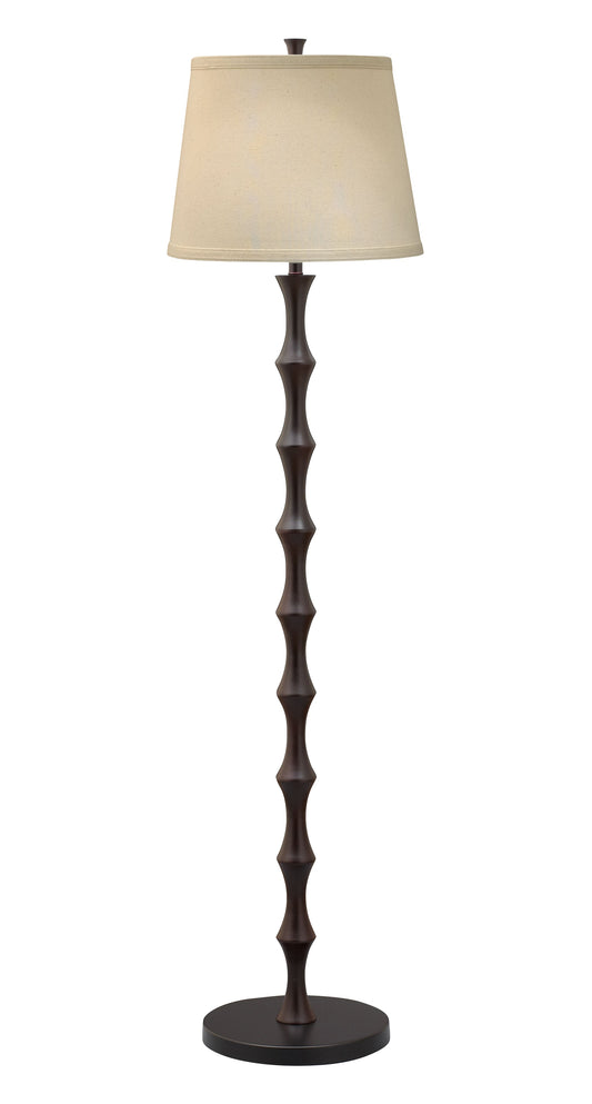 Medallion Lighting Downtown 61" Black/Expresso Steel/Wood Floor Lamp With Light Beige Fabric Drum Shade