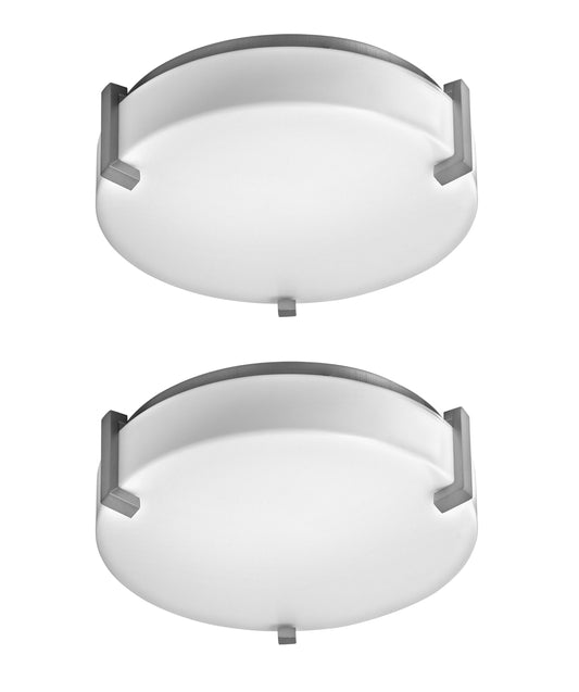 Medallion Lighting Dream Collection 12" Brushed Steel Damp Rated Flush Mount Ceiling Light - Set of 2