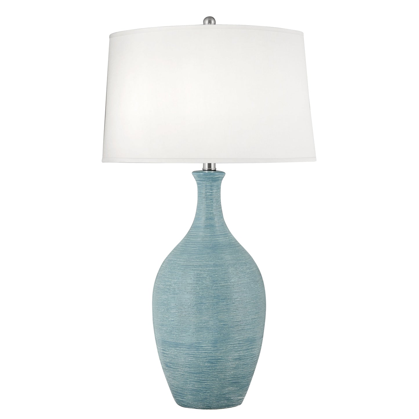 Medallion Lighting Filare 31" Spun Sky Blue Ceramic Table Lamp With White Fabric Drum Shade