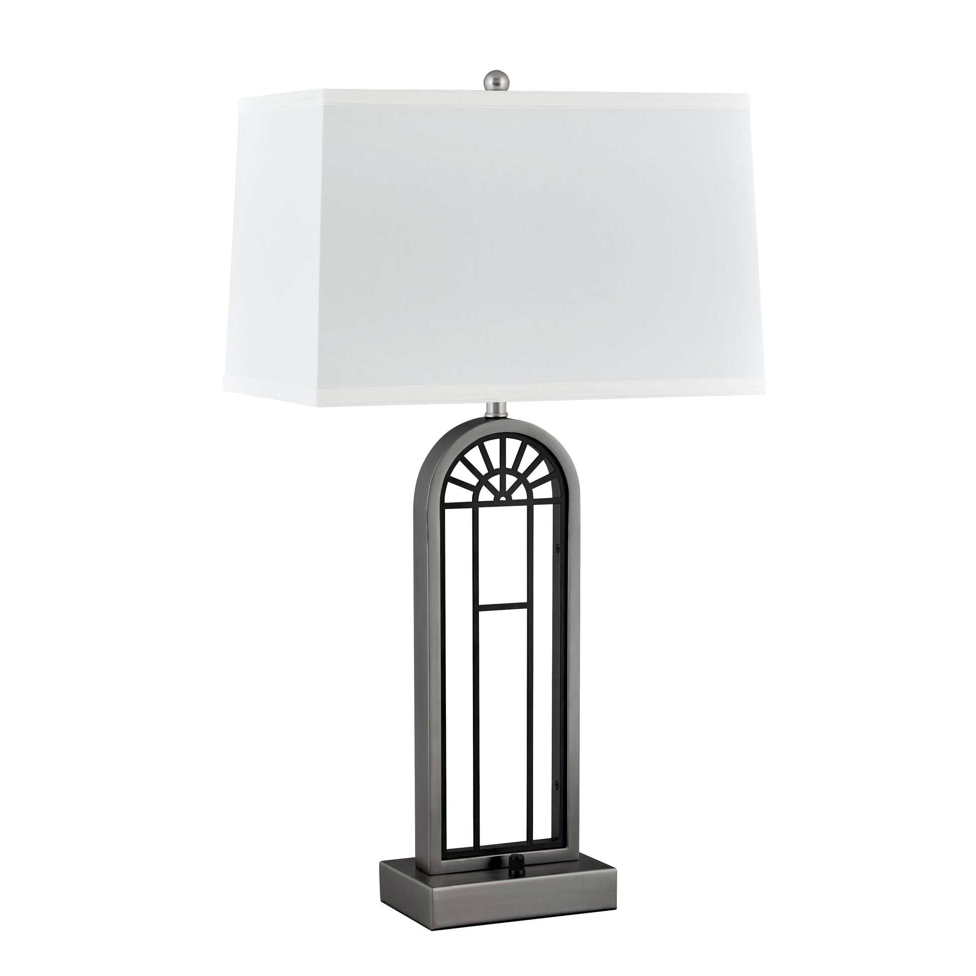 Medallion Lighting Finestra 31" Gunmetal and Matte Black Steel Dimmable Table Lamp With White Fabric Rectangular Shade