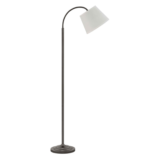 Medallion Lighting Flettere 63" Gunmetal Flexible Gooseneck Steel Floor Lamp With White Fabric Drum Shade