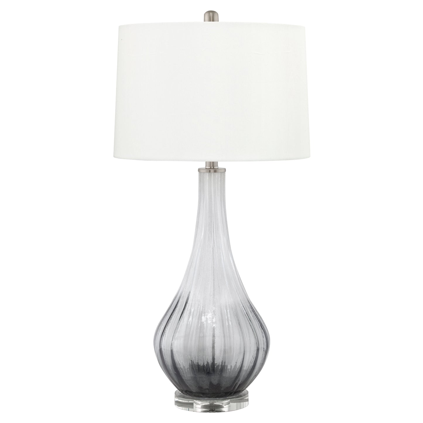 Medallion Lighting Gelo 31" Smoke and Frosted Glass Acrylic Table Lamp With White Fabric Drum Shade