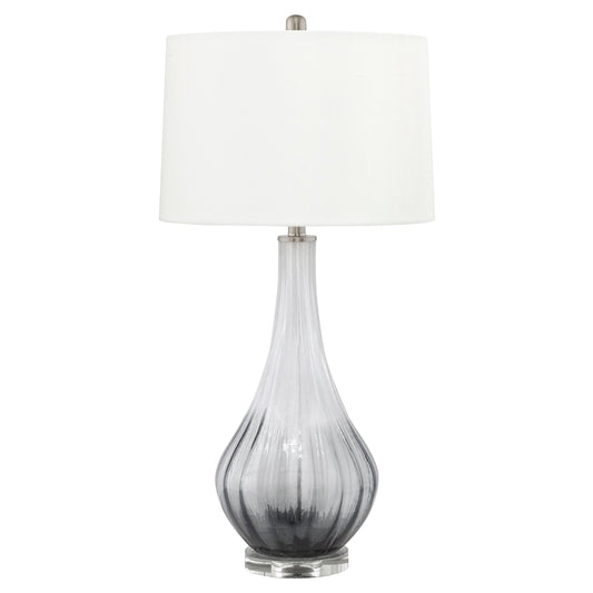 Medallion Lighting Gelo 31" Smoke and Frosted Glass Acrylic Table Lamp With White Fabric Drum Shade