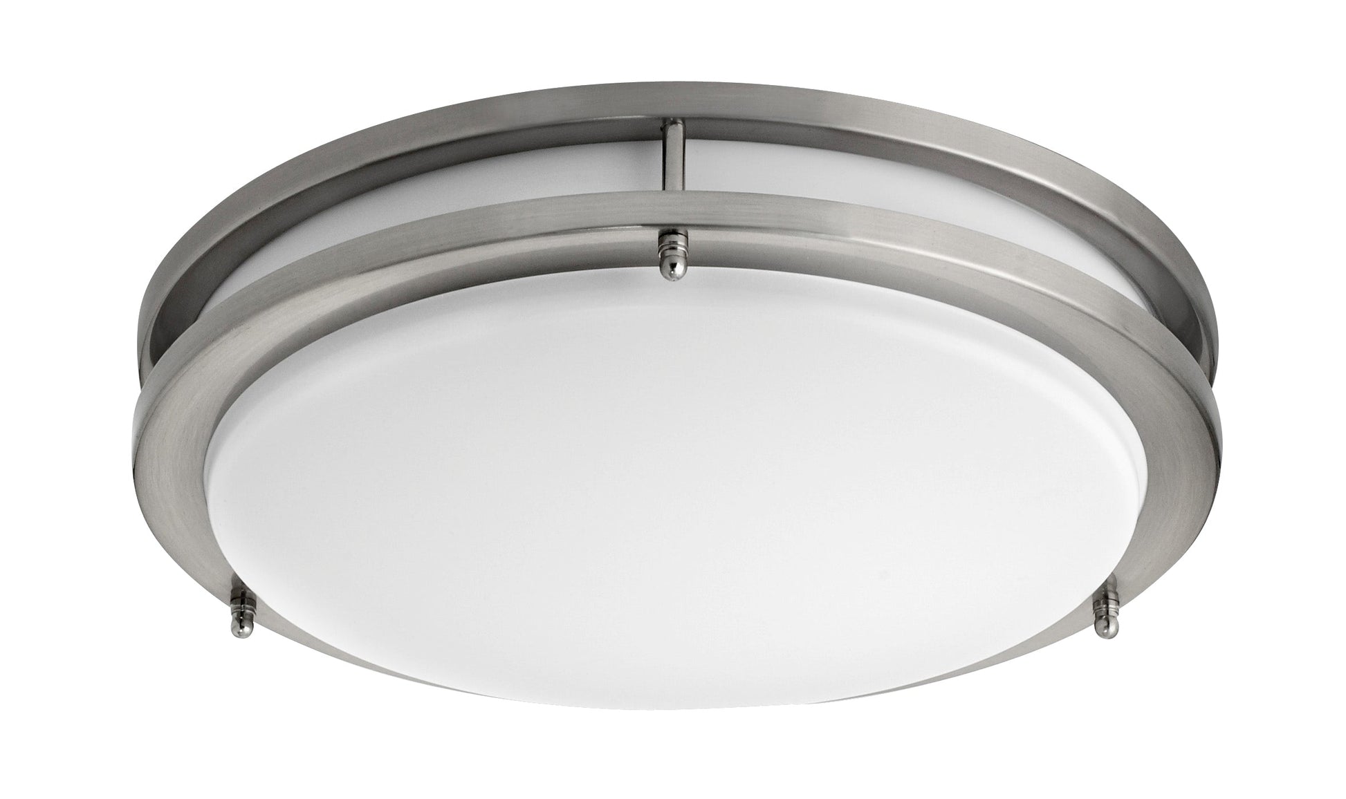 Medallion Lighting Geometrics 14" Brushed Steel Damp Rated Flush Mount Ceiling Light